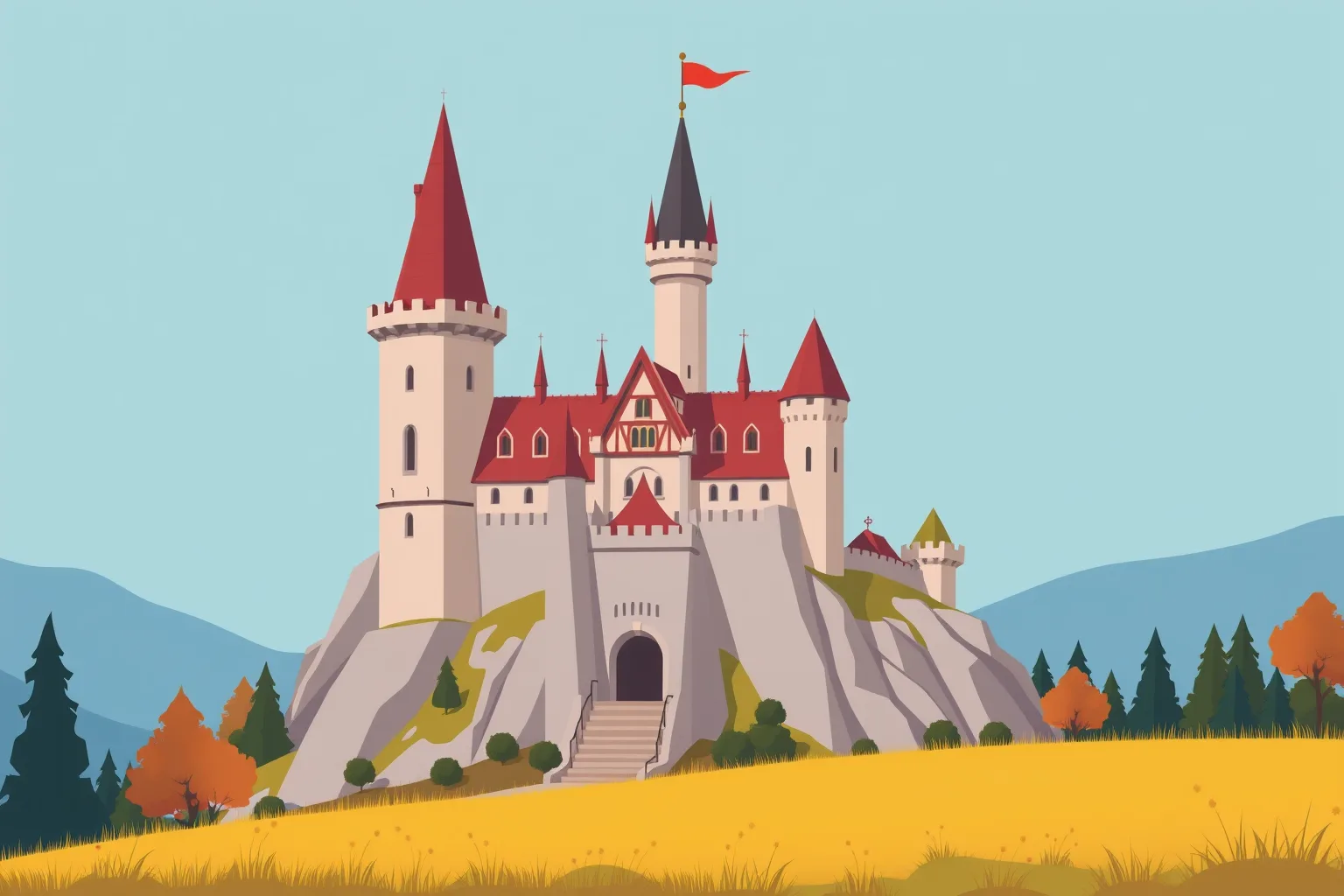 城の背景（イラスト/2D）