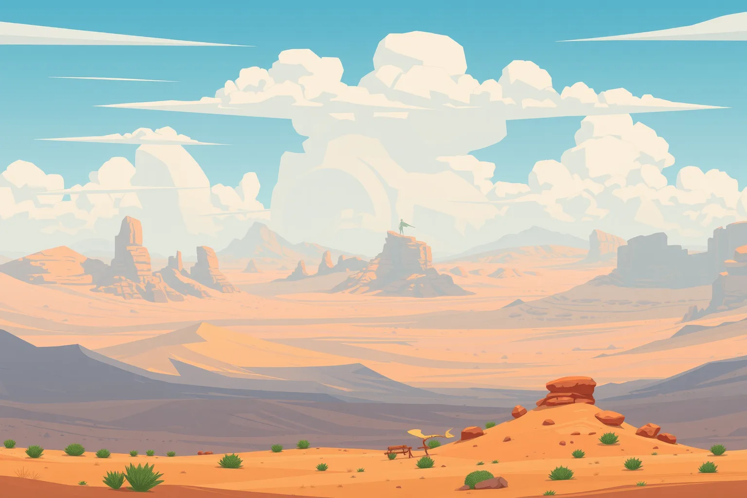 Wüste-Hintergrund（Illustration / 2D）