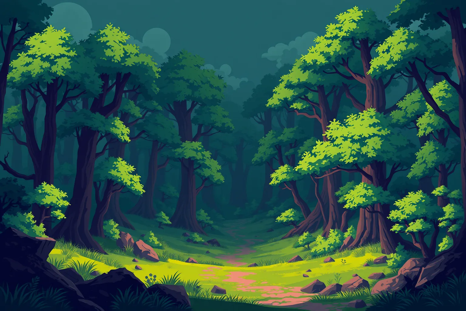 森林背景（插画 / 2D）