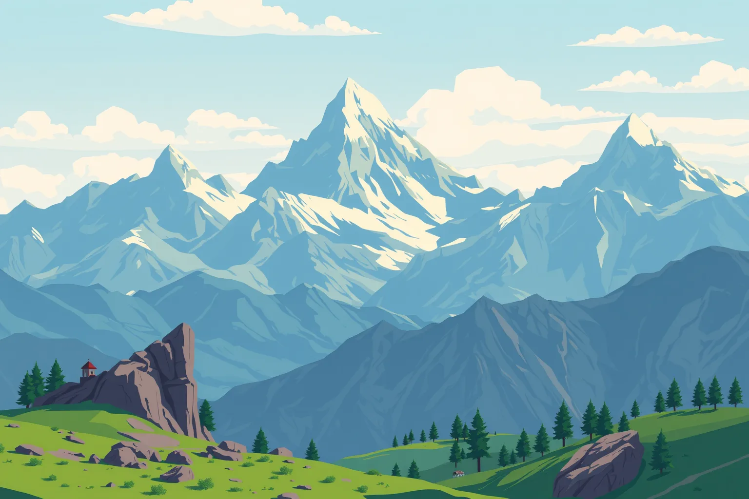 山の背景（イラスト/2D 2）